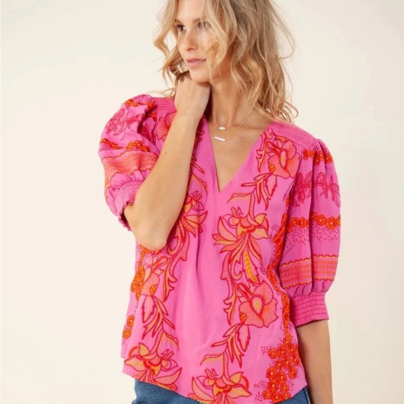 Pink Floral Women’s Hale Bob Top - Picture 3 of 4